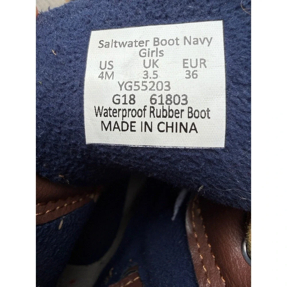 Sperry Saltwater Duck Boots Navy Girls Size‎ 4M Youth No Box Waterproof